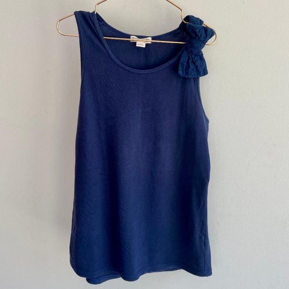 J. Crew Crewcuts Everyday Navy Blue Tank top with Eyelet Bow - Picture 3 of 12